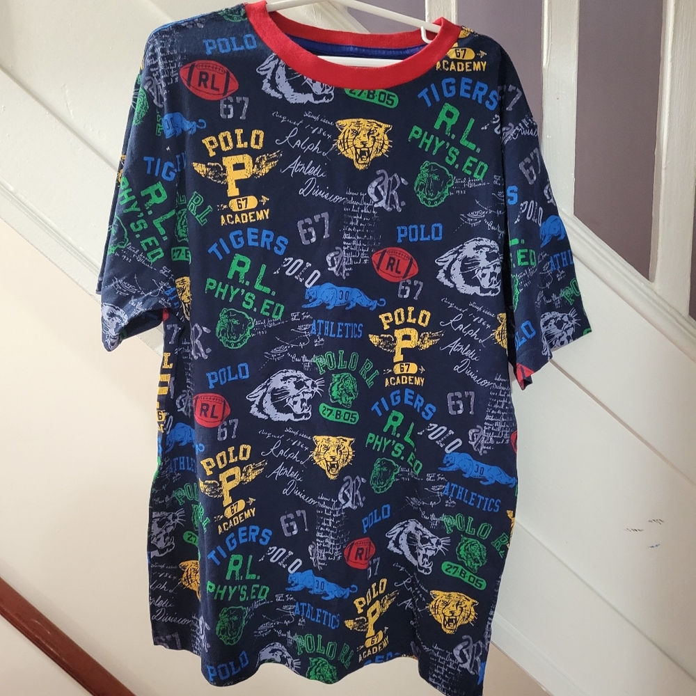 EUC Polo by Ralph Lauren Kids Tee - Navy with Multicolor Graphics